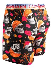 10pcs/Pack Men's Printed Graffiti Breathable Boxer Briefs - Black - View 4