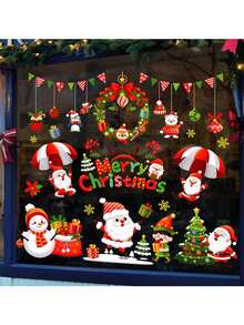 2pcs Christmas Window Clings Decorations,Static Christmas Window Sticker Decal,Large & Adjustable Double Sided Xmas Decal Ornament For Holiday New Year Party Home Store Winter Decor Wall Stickers Room Decor Wall Sticker Wall Decor Stickers Home Decor Christmas Decorations Christmas Decorations Home