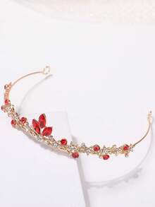 1 chiếc băng đô vương miện công chúa thời trang đính đá, món quà sang trọng, thanh lịch dành cho phụ nữ, vương miện, vương miện cài tóc, vương miện hóa trang, vòng hoa cài tóc, dây cài tóc, phụ kiện đội đầu, vòng cài tóc, vương miện cài tóc, đám cưới, quà tặng cho phù dâu, phong cách dự tiệc, phụ kiện tóc, phụ kiện tóc cho phụ nữ - Đỏ - Xem 5