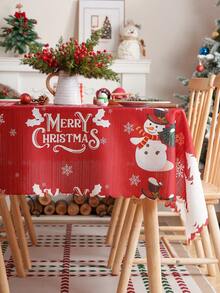 Față de masă cu imprimeu de Crăciun, 1 buc., cu margini în relief, husă decorativă pentru masă, pentru decor de sărbători