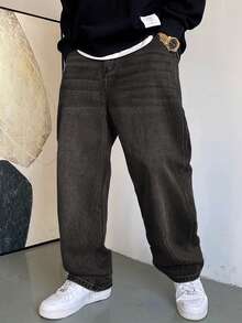 1 Stück Herren Jeans in Große Größen, Vintage Loose Baggy Schlaghose, verwaschen, Lässig bequeme vielseitige Hose