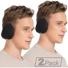 Foldable Fleece Ear Warmers For Outdoor Skiing - B-黑色+黑色 - 查看 12