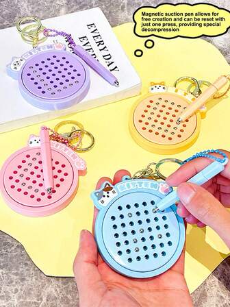 可爱猫咪减压磁力钢球画板，趣味减压毕业礼物钥匙扣包包挂件，复活节礼物，生日礼物