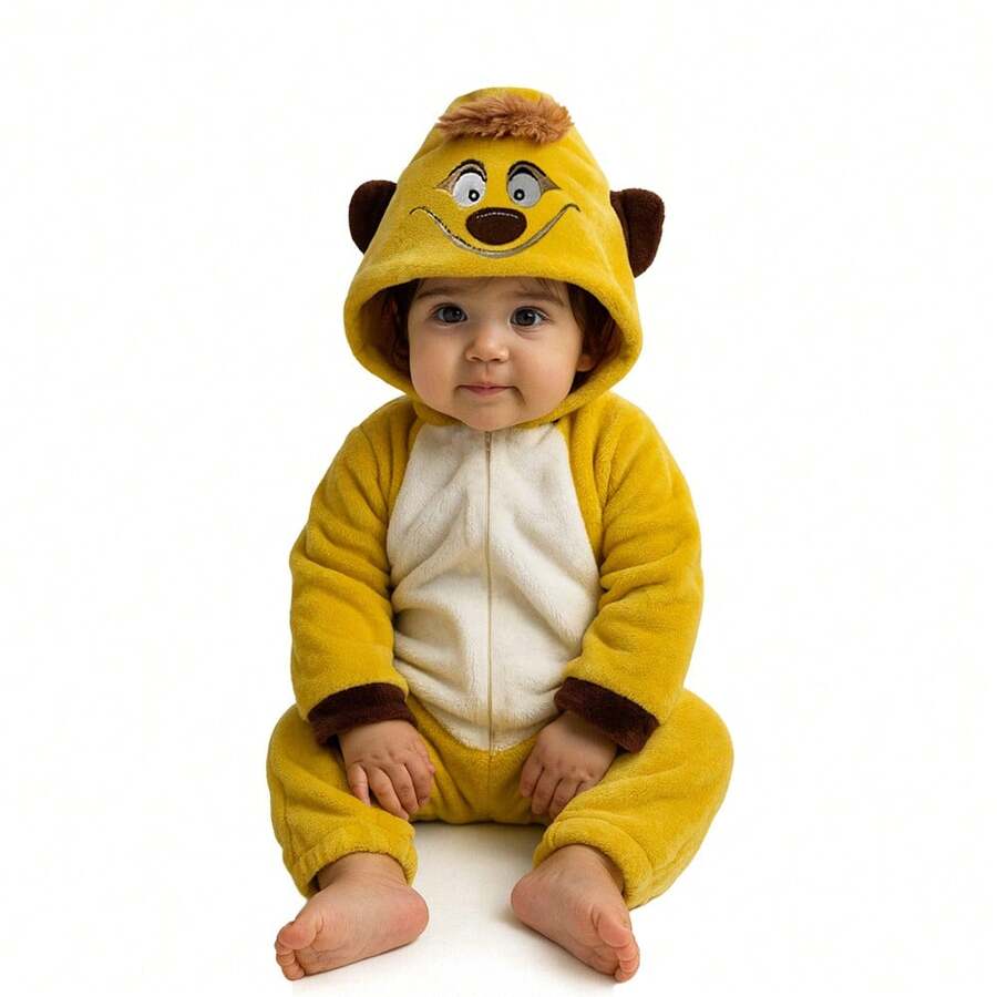 Disney Footless Romper With Embroidered Hat - Khaki - View 1