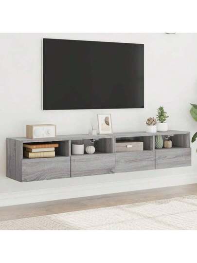 vidaXL TV Wall Units 2 Pcs 80x30x30 Cm Processed Wood Gray Sonoma Oak