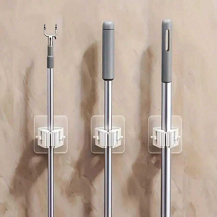 4/3/2/1 قطعة حامل مكنسة بدون ثقب، رف مسح ذاتي اللصق، خطاطيف متعددة الوظائف لحمام للمكنسة والممسحة والمظلة، قابل للإزالة مقاوم للماء لا انزلاق، خطاطيف عملية للتعليق، رف ممسحة ومكنسة بدون حاجة لثقب، منظم حمام متعدد الأغراض لأدوات المطبخ والاكسسوارات - متعدد الألوان - مشاهدة 1