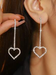 1 par de brincos pendentes de cristal brilhante de luxo, brincos geométricos vazados para mulheres, adequados para bailes, banquetes e festas