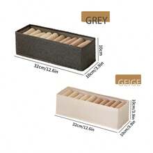 1 pieza Caja de almacenamiento de calcetines con estilo de cajón, caja organizadora rectangular de lino simple con compartimentos, caja de almacenamiento plegable para el hogar para calcetines y accesorios - Blanco - Ver 15