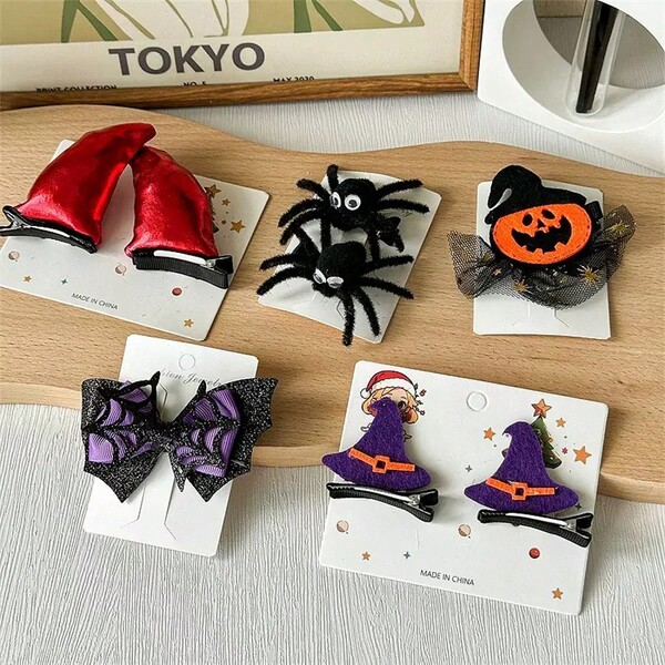 New Halloween Hair Clips, Pumpkin Headpiece, Mesh Little Monster Hair Clips, Funny Small Gifts