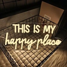This Is Our Happy Place Neon Sign,This Is My Happy Place Neon Signs For Teen Girls Bedroom Decor,LED Sign For Wall Decor, Nightstand Atmosphere Light,Suitable For Wedding,Birthday Party,Christmas Gifts,Bar,Home,Club,Classroom Wall Decorations,USB Power Supply Can Be Reused,Easy To Install. - Multi-color light - View 7