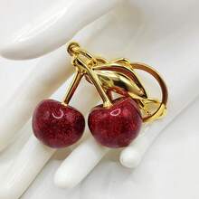 New Fashion Crystal Cherry Pendant Metal Key Chain, Suitable For Daily Wear, For Bag Accessories, Can Send Family Gifts, Friends Gifts, Classmates Gifts, Lovers Gifts, Birthday Gifts, Teachers Gifts, Souvenirs - 金色樹枝紅桃 - 查看 11