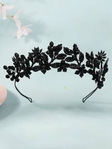 1pc Elegant Romantic Floral Design Bridal Crown Headpiece, Wedding Ceremony, Birthday Party, Festival Accessory - Gold - View 14