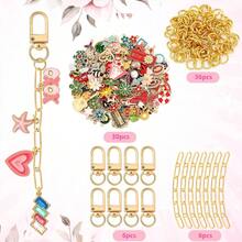 Bộ móc khóa kim loại sáng tạo tự làm | 78/156 chiếc Phụ kiện bao gồm mặt dây chuyền bằng hợp kim kẽm + Móc khóa xoay + Dây nối dài + Vòng nhảy | Bộ dụng cụ kìm trang sức | Vật liệu thủ công trang trí tiệc tùng | Bộ dụng cụ làm trang sức cá nhân hóa - bộ móc khóa - Xem 11