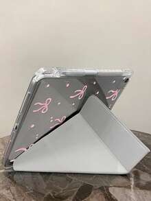 The Beautiful And Cute Cartoon Pink Flower Bow Double-Sided Painted Acrylic Transparent Crystal Back Cover Is Shockproof And Suitable For IPad 7th Generation, 8th Generation (10.2 Inches), And 10th Generation. It Has A Built-In Pen Slot And Supports Sleep And Wake-Up Functions/Multiple Folding Stand Methods. These Are Festival Gifts And New Year Gifts