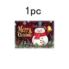 1 Set/1 Stück/4 Stücke/6 Stücke Weihnachtsmann und Stechpalmenbeeren Muster Tischsets, maschinenwaschbare rechteckige Polyester Tischsets, Tischschutz, wärmeisolierende Tischsets, Restauranttischdekoration, Partyzubehör, Weihnachtsdekoration, alles kann als Geschenk gegeben werden