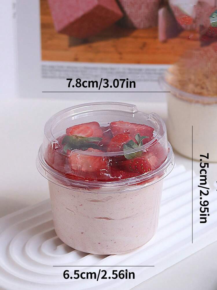 10/30/50 Unidades Copos Reutilizáveis para Bolos (Com Tampas), Iogurte Cold Brew, Pudim de Coco, Copos de Aveia (Com Tampas), Copos de Sobremesa à Prova de Choque, Copos de Iogurte Duráveis e Resistentes a Rachaduras, Caixas para Bolos de Creme, Copos de Sobremesa Transparentes, Caixas de Bolo Transparentes, Adequados para Bolos de Frutas, Mousses e Sorvetes, Tigelas de Frutas, Recipientes de Mousse, Serviço da Moda, Utensílios de Sobremesa Modernos, Copos Leves, Plástico Durável, Alternativa Descartável, Recipientes de Sobremesa, Confeiteiros Domésticos, Serviços de Catering - Multicolorido - Visão 2