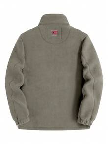 Men's Reversible Fleece Jacket, Warm Thermal Lined, Multi-Pocket Design, Chest And Cuffs With Delicate Embroidered Logo, Wind-Resistant Cuffs, Comfortable To Wear - Khaki - View 2