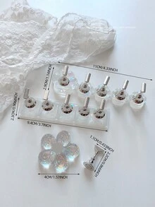 3D 亚克力极光冰透明格子美甲支架练习架美甲装饰套装，包含树脂水晶球、钻石、复古花卉激光设计，适用于 DIY、家居、户外、女性、母亲、姐妹、妻子、女朋友、婚礼、美甲沙龙、情人节