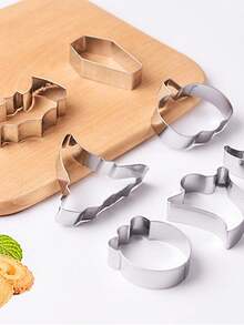 1/2/4/8 件万圣节系列不锈钢饼干模具套装，巫师帽，南瓜，蝙蝠，鬼形 DIY 烘焙模具万圣节装饰万圣节派对礼物万圣节派对用品 - 彩色 - 查看 2