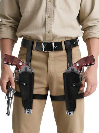 万圣节装扮复古牛仔枪套装万圣节装饰劳拉枪套装西部牛仔腰带角色扮演道具配件