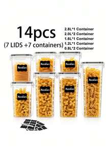 48pcs Airtight Food Storage Containers Set With Lids, Kitchen And Pantry Organization, Plastic Leak-Proof Canisters For Spaghetti Cereal Flour & Sugar - Labels & Marker - Dishwasher