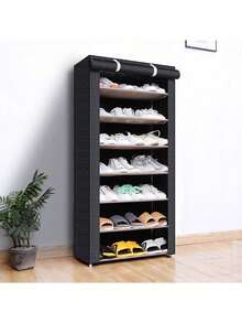 4/6层鞋架，3面板鞋架带防尘罩收纳整理器简易鞋架多层钢管组装防尘柜鞋架鞋柜，木制鞋收纳柜，鞋收纳，适用于门厅、客厅、卧室、大厅的鞋收纳柜 - 彩色 - 查看 4