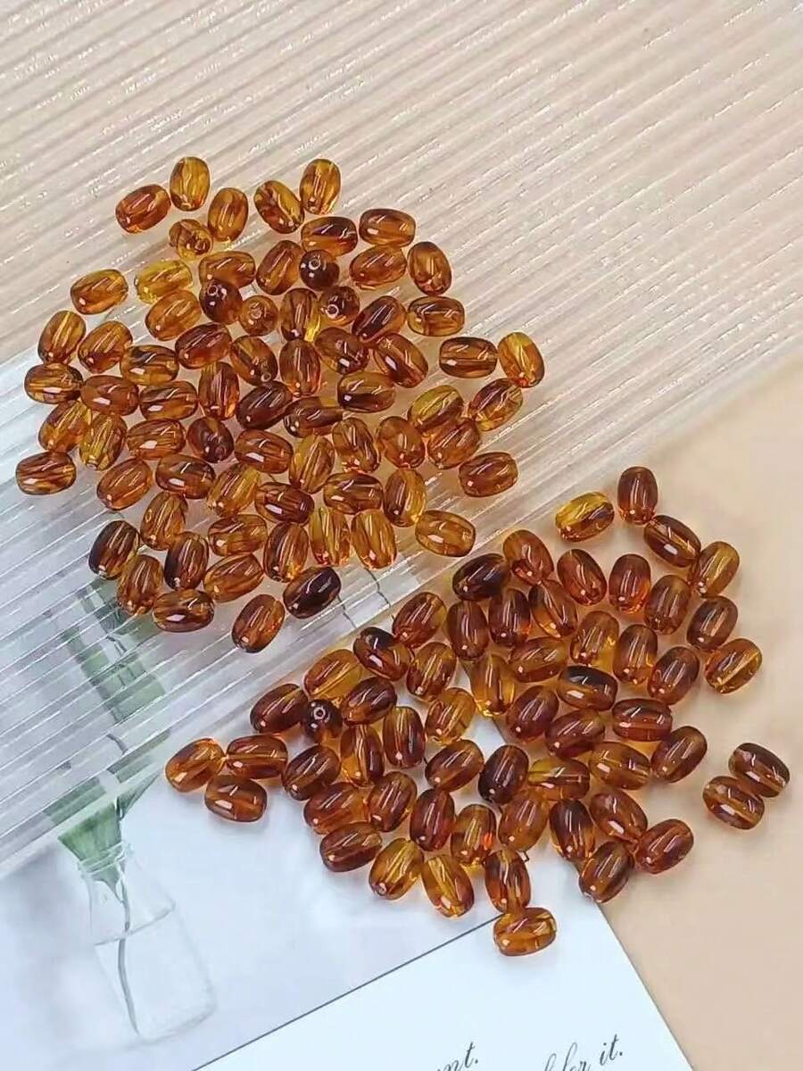 100/200pcs Vintage Amber Tie Dye Oval Small Seed Beads For DIY Bracelet Necklace Spacer Jewelry Accessories