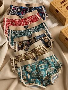 6 Pieces Of Men's Retro Boxer Briefs - Breathable Quick-Drying Elastic Printed Swim Trunks, Lightweight Sports Fitness Shorts, Suitable For Summer Running Comfort, Machine Washable, High-Quality Underwear, Casual Sportswear, Elastic Material, Comfortable Underwear, Essential For Fitness Enthusiasts, Random Colors In A 6-Piece Set.