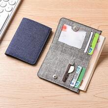 Portofel vertical ultra-subțire din pânză 1 buc - Design cu mai multe sloturi pentru carduri, 4 sloturi pentru carduri, 1 compartiment pentru bancnote, 1 slot pentru lanț, Capacitate mare, Pliabil compact, Potrivit pentru bărbați, femei, studenți și tineri profesioniști, Durabil pentru utilizare zilnică, Stil minimalist casual