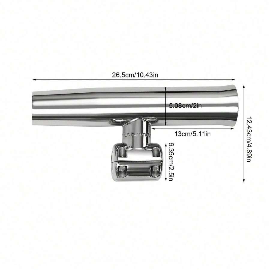 Stainless Steel Clamp-On Fishing Rod Holder For 7/8'' To 1'' Rails, 360° Rotation, Durable & Lightweight, Ideal For Yachts And Boats - Plateado - Ver 1