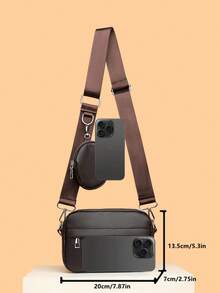 男士斜跨单肩包两件套迷你单肩小包零钱包男士斜挎包单肩包方形包迷你带零钱包防水可调节肩带旅行必备夏季包