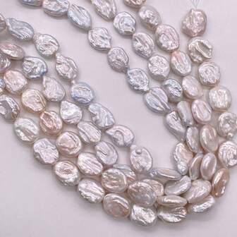 14mm*18mm White Ellipse Shape Natural Freshwater Pearl, DIY 1 Pc, 38cm/14.96inch