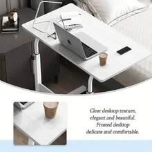 PORIYA 360° Mobile Laptop Desk  Adjustable Bedside & Portable Computer Stand With Lockable Wheels | Study, Work, Gaming Anywhere - trắng - Xem 10