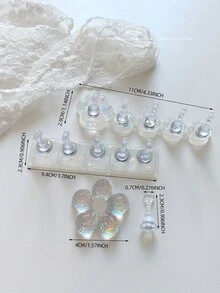 3D 亚克力极光冰透明格子美甲支架练习架美甲装饰套装，包含树脂水晶球、钻石、复古花卉激光设计，适用于 DIY、家居、户外、女性、母亲、姐妹、妻子、女朋友、婚礼、美甲沙龙、情人节