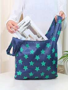 Bộ 1 túi đeo vai gấp gọn, tái sử dụng bằng polyester kèm túi nhỏ, thiết kế đồ họa độc đáo phủ khắp bề mặt, túi mua sắm dung tích lớn phù hợp để đựng thực phẩm, du lịch, rau củ/trái cây/đồ nội thất/đồ chơi (6 kiểu) - Nhiều màu - Xem 8