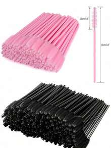 200pcs Black Delicate Eyelash Brush, Eyebrow Brush, Makeup Brush Set, Suitable For Eyelash Extension Grooming, Eyebrow Grooming, Eyeshadow Brush, Spiral Brush, Eyelash Brush - Multicolor - View 5