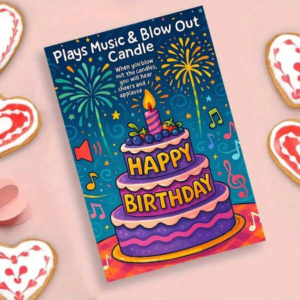 1 Peça Cartão Musical de Bolo de "Feliz Aniversário" - Cartão Divertido com Música e Sopro de Vela para Aniversários (Perfeito para Irmãos, Amigos e Todos os Celebrantes) - Ideal para Qualquer Pessoa (com Envelope + Cartão de Saudação)" (11cm X 16cm) Cartão de Presente de Natal" Um Presente Adequado para Todos Um Cartão Adequado para Dar a Colegas