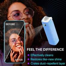 1 件-摄影器材清洁套装：超细纤维喷雾瓶+清洁补充剂，2 合 1 超细纤维喷雾瓶和补充剂套装，多功能屏幕工具，便携式高效除尘工具，适用于手机、平板电脑、汽车、眼镜和电子产品。