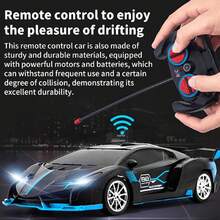 1 套蓝色和黑色电池供电遥控漂移电动赛车超级跑车，礼物（不含电池），遥控车 - 黑色 - 查看 8