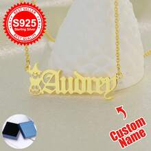 1pc S925 Sterling Silver Custom Gothic Name Necklace With Halloween Motifs - Personalized Jewelry For Friends, Goth Enthusiasts & Self - Perfect For Halloween Parties, Daily Edgy Looks & Festive Gifting Occasions