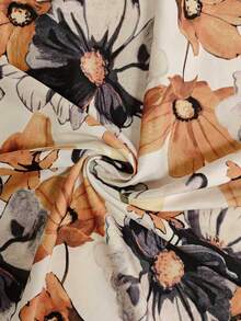 New Autumn Floral & Plant Print Elegant Casual Front Button Belted Dress, Suitable For Halloween, Christmas, Daily Wear, Vacation, Party, Date, Afternoon Tea, Holiday Occasions - Multicolor - View 6