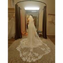 Royal Length Petal Shape Wedding Bridal Veil With Metal Comb - trắng - Xem 5