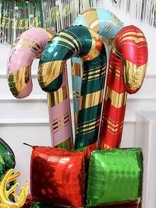 4pcs Christmas Candy Cane Foil Balloons, Suitable For Christmas Decoration - Multicolor - View 7