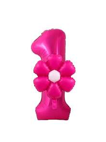 40 英寸巨型粉色气球，带有 0-9 数字和勃艮第向日葵 - 由聚酯薄膜铝箔制成，这些充满氦气的闪亮粉色气球非常适合生日派对、庆典、毕业典礼、周年纪念、淋浴和拍照。 - 玫紅色數字搭配花花氣球 - 查看 11