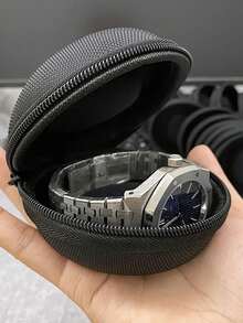 1 pieza Estuche de viaje premium negro, compacto y resistente a los arañazos, protección perfecta para viajeros con sentido del estilo, adecuado para relojes de adolescentes (reloj no incluido) - Estilo aleatorio - Negro - Ver 4