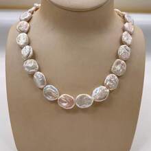 14mm X 18mm White Oval Natural Freshwater Pearl, DIY, 38cm/14.96 Inches