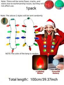 Dây chuyền phát sáng Giáng sinh 9 bóng đèn LED nhiều màu, 3 chế độ nhấp nháy, đèn áo len xấu xí cho Giáng sinh, quà tặng và phụ kiện tiệc năm mới - Nhiều màu - Xem 5