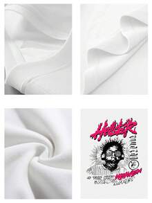 Camiseta Tops casuales de mujer con estampado tema musica 220 g de algodón puro grueso y cómodo - Blanco - Ver 4