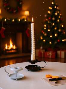 1 Soporte de vela de estilo minimalista de hierro, adecuado para decoraciones navideñas, hogar, hotel, decoraciones de festivales y fiestas, decoración del hogar, decoración de habitaciones, invierno