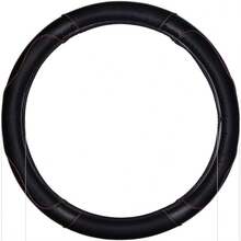 ISTN - Funda para volante de coche de 38 de cuero sintético transpirable para hombre estilo deportivo con color de contraste - Negro - Ver 3